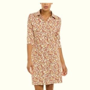 NWT June Connally Sloan Jungle Cheetah Fall Dress Small Burnt Orange Brown Cream